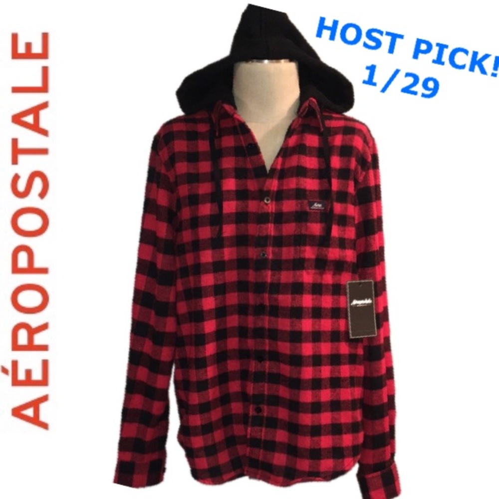 🌲 New! Buffalo Plaid Hoodie Flannel - Aeropostale
